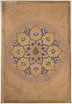 Rosette Bearing the Name and Title of Emperor Aurangzeb (Recto), from the Shah Jahan Album, Mir 'Ali Haravi (died ca. 1550), Ink, opaque watercolor, and gold on paper