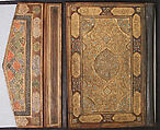 Qur'an Bookbinding Inset with Turquoise, Leather; stamped, painted, gilded, and inset with turquoise