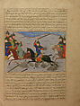 "Bahman Taking Revenge on the Sistanians"  Folio from the Majma' al-Tavarikh (Compendium of Histories) of Hafiz-i Abru, Hafiz-i Abru  Iranian, Ink, opaque watercolor, and gold on paper