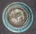Bowl, Stonepaste; painted in black under turquoise glaze