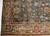 Carpet, Cotton (warp and weft), wool (pile); asymmetrically knotted pile