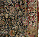 Carpet, Cotton (warp and weft), wool (pile); asymmetrically knotted pile