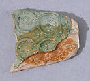 Ceramic Fragment, Earthenware; molded decoration, glazed
