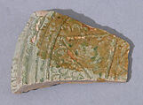 Ceramic Fragment, Earthenware; molded decoration, glazed