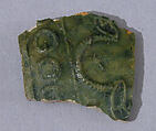 Ceramic Fragment, Earthenware; molded decoration, glazed
