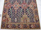 Carpet with Tree and Cartouche Design, Cotton (warp and weft), wool (pile); asymmetrically knotted pile