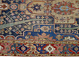 Carpet with Tree and Cartouche Design, Cotton (warp and weft), wool (pile); asymmetrically knotted pile