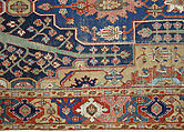 Carpet with Tree and Cartouche Design, Cotton (warp and weft), wool (pile); asymmetrically knotted pile