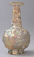 Bottle, Glass, colorless with yellowish tinge; blown, cut
