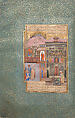 "Shaikh San'an beneath the Window of the Christian Maiden", Folio18r  from a Mantiq al-Tayr (Language of the Birds), Farid al-Din `Attar (Iranian, Nishapur ca. 1142–ca. 1220 Nishapur), Opaque watercolor, silver, and gold on paper
