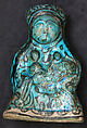 Molded Vessel in the Form of a Mother and Child, Stonepaste; molded, painted under transparent turquoise glaze