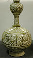Bottle with Bulb-Shaped Neck, Stonepaste; luster-painted on opaque monochrome glaze
