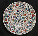 Dish, Stonepaste; underglaze painted on white slip