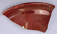 Fragment of a Ruby Luster Bowl Painted in Goldish Luster, Earthenware; polychrome luster-painted