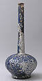 Tall-Necked Bottle, Glass, blue; dip-molded, blown
