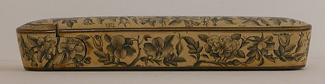 Pen Box (Qalamdan) with Bird and Flower Design, Papier-maché; painted, gilded, and lacquered
