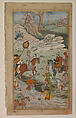 "Meeting between Babur and Sultan 'Ali Mirza near Samarqand", Folio from a Baburnama (The Book of Babur), Ink, opaque watercolor, and gold on paper