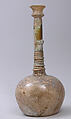 Bottle, Glass; free blown, applied decoration, tooled on the pontil