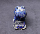 Bath Scraper in the Shape of a Lion, Stonepaste; molded, incised, glazed in transparent blue