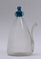 Bottle, Glass; mold blown, applied decoration