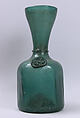 Bottle, Glass; mold blown and applied decoration; tooled on the pontil
