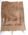 Textile Fragment, Wool, linen; plain weave, tapestry weave