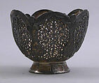 Cup and Holder, Cup: porcelain; glazed and painted
Holder: silver; pierced, engraved, and inlaid