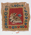 Textile Fragment, Wool, linen; plain weave, tapestry weave