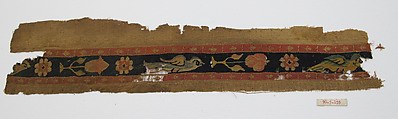Fragment with a Band, Wool, linen; plain weave, tapestry weave