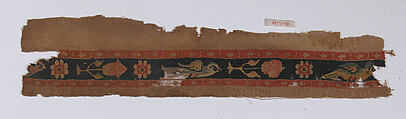 Fragment with a Band, Wool, linen; plain weave, tapestry weave