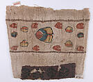 Textile Fragment, Wool, linen; plain weave, tapestry weave