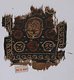Textile Fragment, Wool, linen; plain weave, tapestry weave