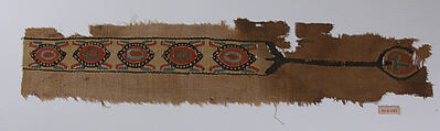 Textile Fragment, Wool, linen; plain weave, tapestry weave