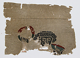 Fragment with the Head of a Figure, Wool, linen; plain weave, tapestry weave