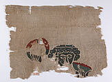 Fragment with the Head of a Figure, Wool, linen; plain weave, tapestry weave