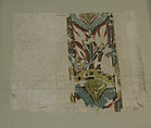 Fragment with a Lotus Band Motif, Linen, wool; tapestry weave