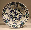 Plate with Grapes, Stonepaste; polychrome painted under transparent glaze