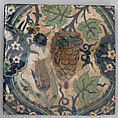 Tile, Stonepaste; painted and glazed
