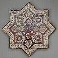 Star-Shaped Tile, Stonepaste; luster-painted on opaque white glaze