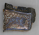 Tile Fragment, Stonepaste; overglazed and luster-painted