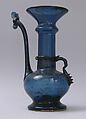 Ewer, Glass; blown, folded foot, applied handle, applied spout, applied decoration