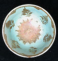Cup, Stonepaste; luster-painted on opaque light blue glaze and white glaze (rim)