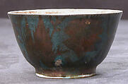 Cup, Stonepaste; luster-painted on opaque light blue glaze and white glaze (rim)