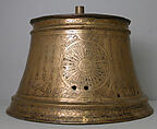 Candlestick Base, Brass; engraved and inlaid with silver
