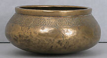 Bowl, Brass; originally inlaid with silver