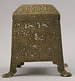 Casket with Figural Imagery, Brass; worked metal sheet inlaid with silver