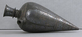 Water Pipe Base, Zinc alloy; cast, engraved, inlaid with silver and brass (bidri ware)