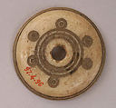 Button or Spindle Whorl, Bone; incised and inlaid with paint