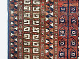 Tent Door Hanging, Wool (warp, weft and pile), cotton (pile); symmetrically knotted pile