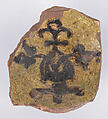 Fragment of a Bowl, Earthenware; incised decoration through a white slip and coloring under transparent glaze
